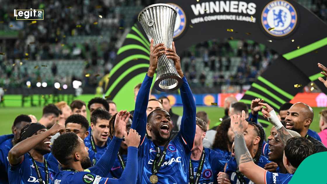 Tosin Adarabioyo, Chelsea, UEFA Conference League Final 2025, Real Betis. Tosin Adarabioyo, Chelsea, UEFA Conference League Final 2025, Real Betis.