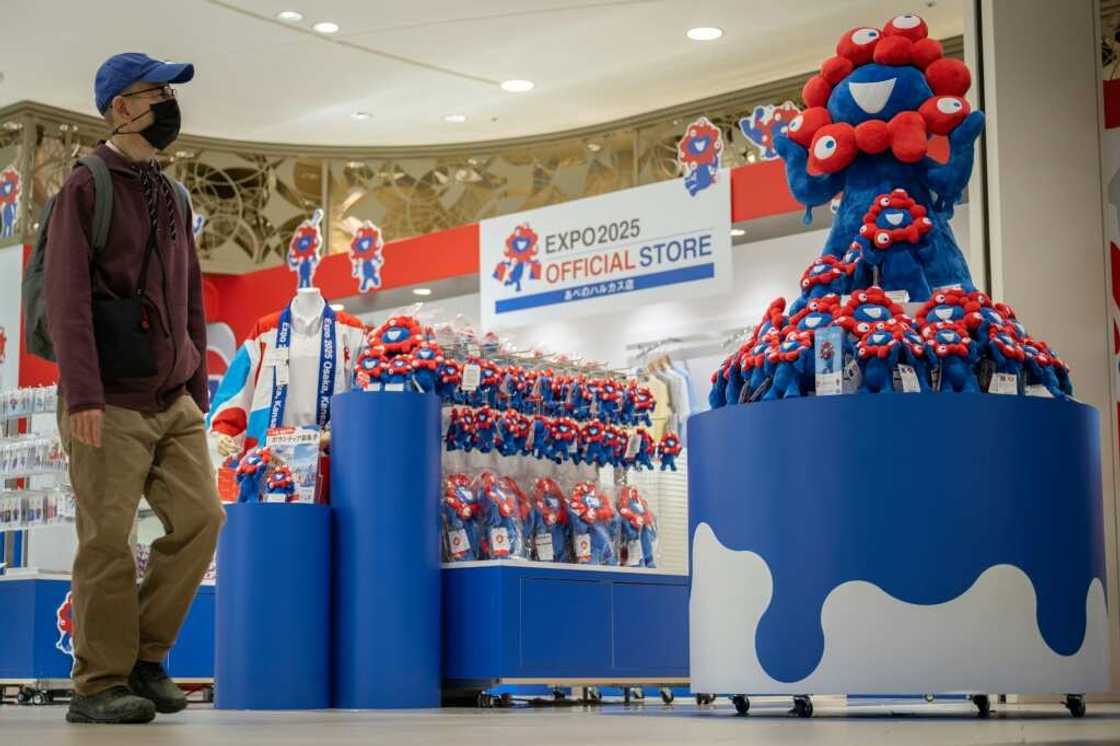 The red-and-blue Expo 2025 mascot "Myaku-Myaku" is billed by the official website as "a mysterious creature born from the unification of cells and water" The red-and-blue Expo 2025 mascot "Myaku-Myaku" is billed by the official website as "a mysterious creature born from the unification of cells and water"