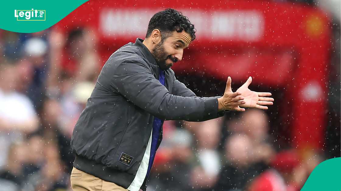 Ruben Amorim, Manchester United, Burnley, Old Trafford, England, Premier League. Ruben Amorim, Manchester United, Burnley, Old Trafford, England, Premier League.