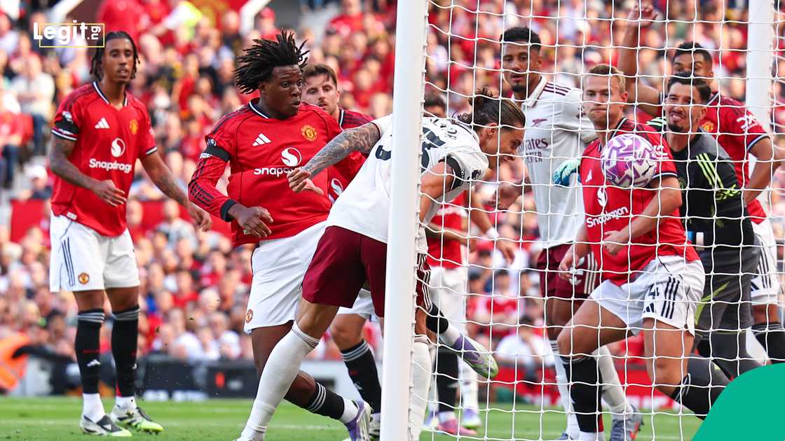 Riccardo Calafiori, Arsenal, Manchester United, London, England, Old Trafford. Riccardo Calafiori, Arsenal, Manchester United, London, England, Old Trafford.
