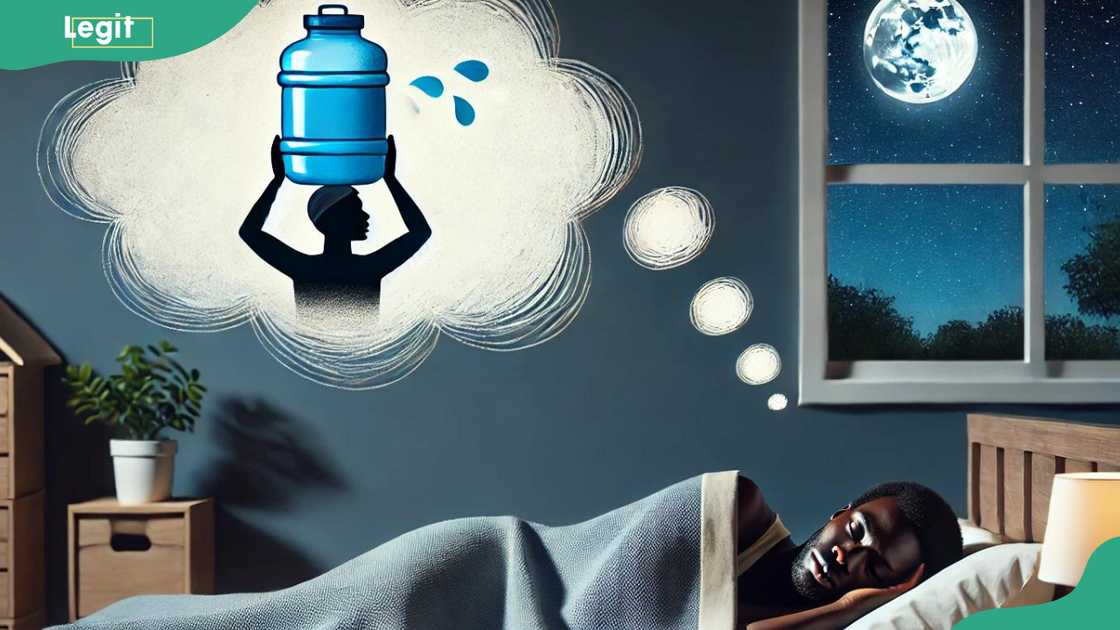 A person dreaming about carrying water A person dreaming about carrying water