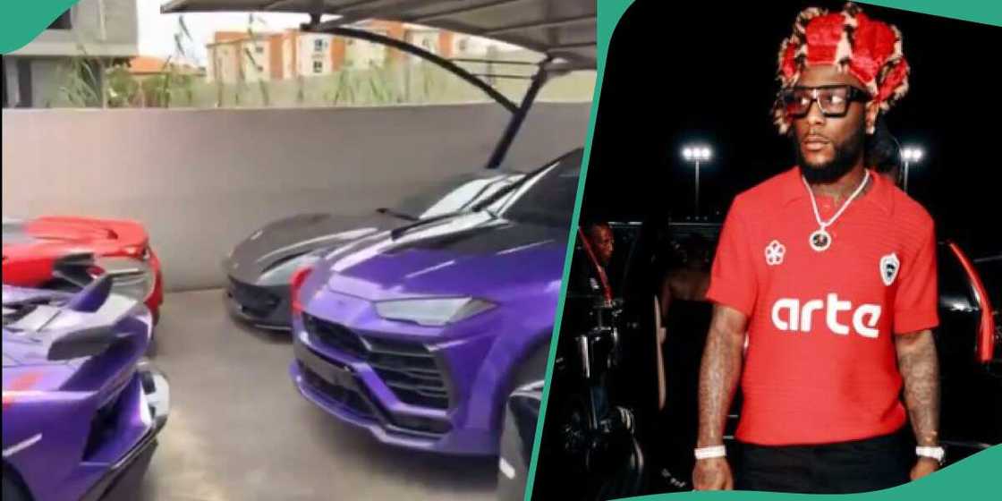 Burna Boy's garage filled with expensive cars trend. Burna Boy's garage filled with expensive cars trend.