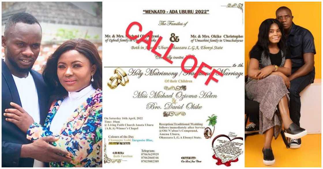 James Chiamaka Elizabeth, Michael Ozioma Helen, called offwedding, cancelled wedding, Nigerian lady