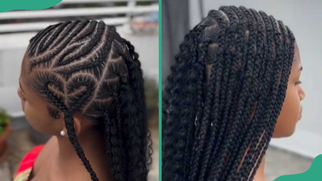 Half lemonade and box braids from different angles