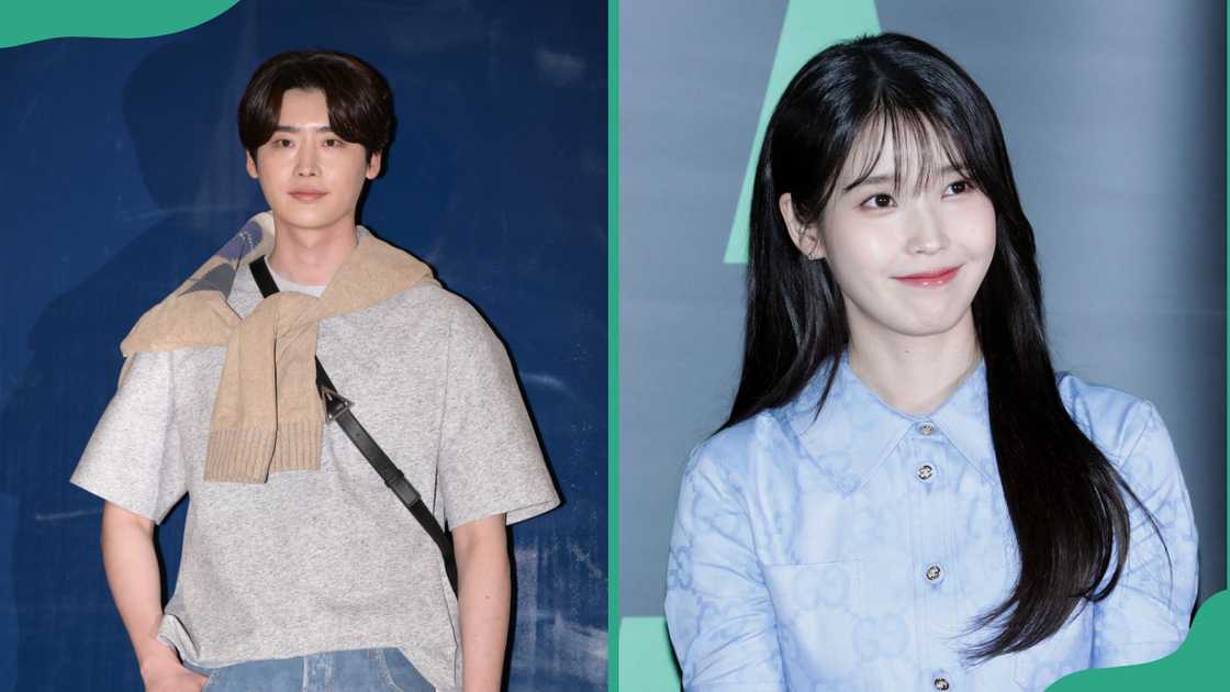 South Korean actor Lee Jong-suk at the BOTTEGA VENETA '2023 summer collection' launch event in Seoul, South Korea (L). South Korean actress and singer IU, aka Lee Ji-Eun, at COEX MEGA Box in Seoul, South Korea (R) South Korean actor Lee Jong-suk at the BOTTEGA VENETA '2023 summer collection' launch event in Seoul, South Korea (L). South Korean actress and singer IU, aka Lee Ji-Eun, at COEX MEGA Box in Seoul, South Korea (R)