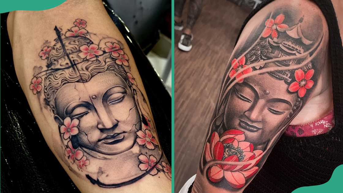 Cherry blossom and Buddha tattoo Cherry blossom and Buddha tattoo