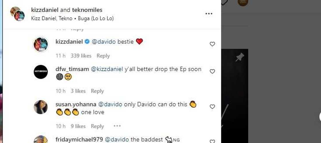 davido, kizz daniel, buga