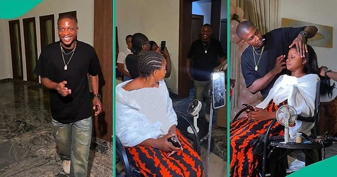 Nigerian man living in UK books flight to Nigeria to style his sister's hair on her wedding day. Nigerian man living in UK books flight to Nigeria to style his sister's hair on her wedding day.