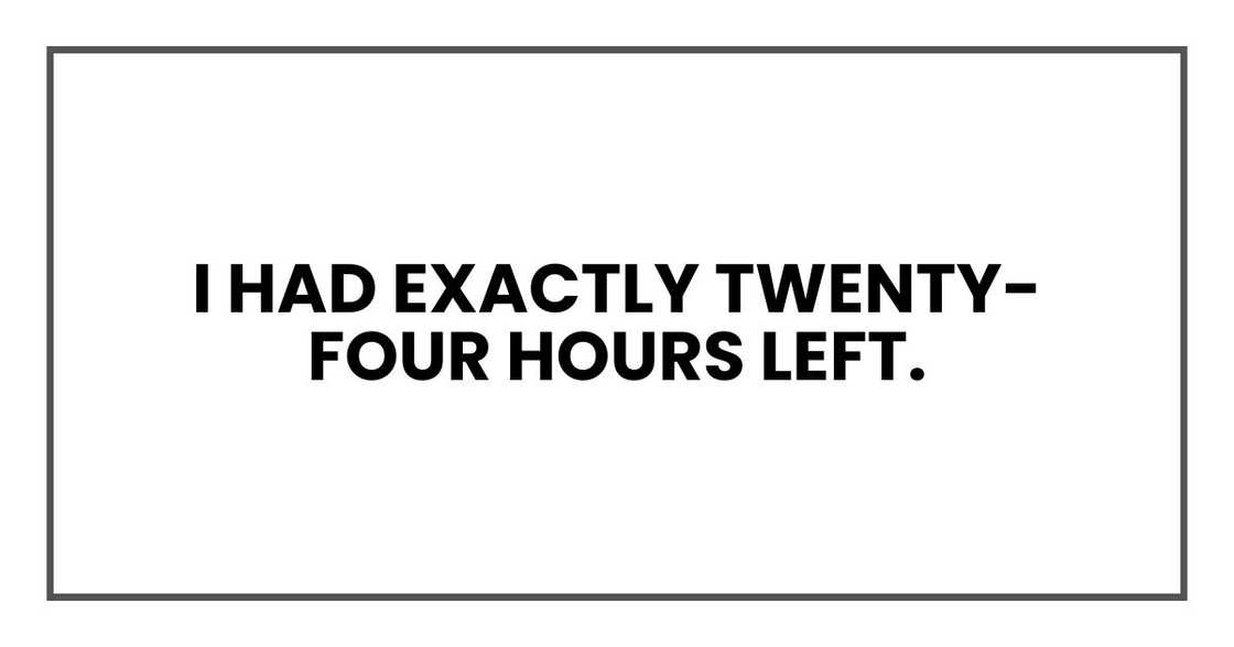 I had exactly twenty-four hours left.