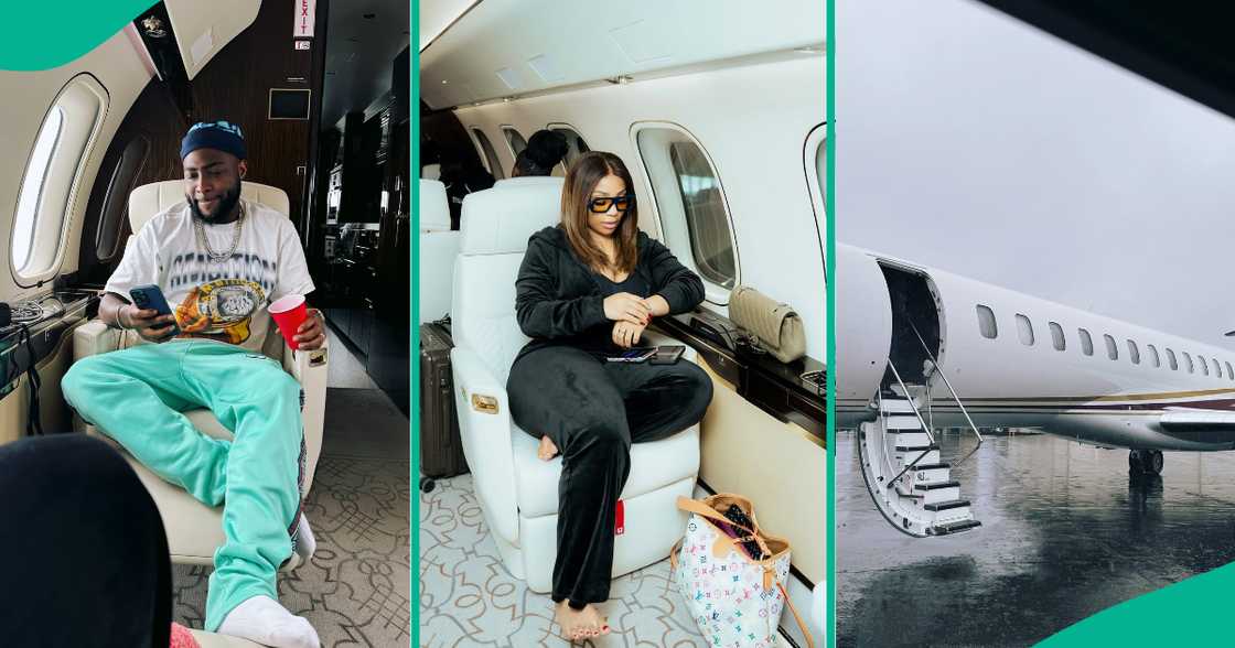 Nikos Babii vlogs with Davido on private jet, flaunts interior. Nikos Babii vlogs with Davido on private jet, flaunts interior.