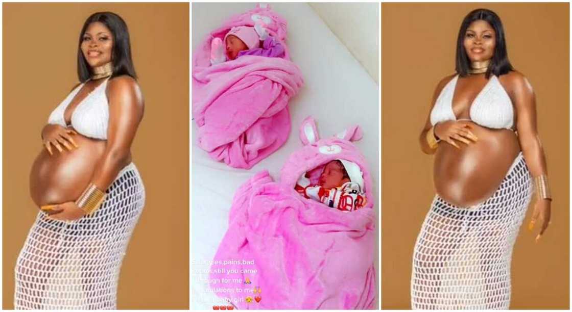 Sandra Love, a Nigerian mum who just gave birth to twin babies.