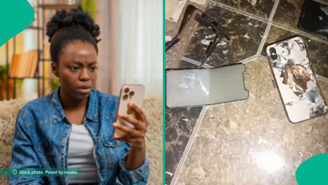 Nigerian lady shows how her mother smashed her phone.