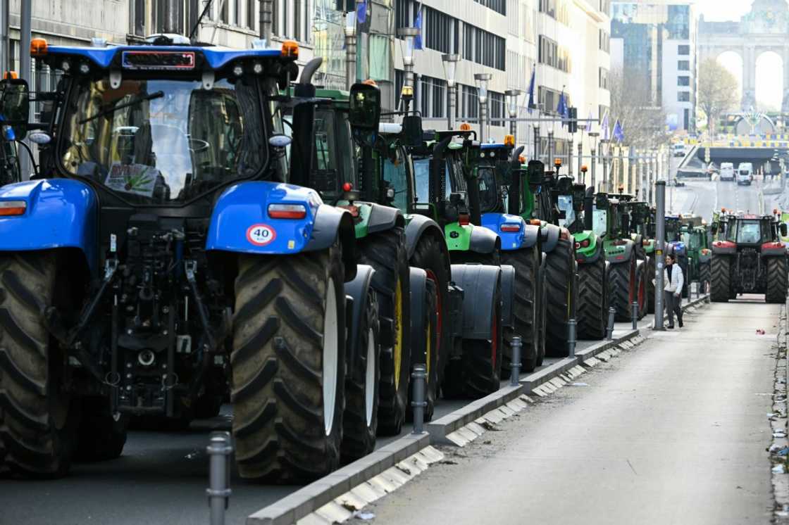 More than 150 tractors clogged the streets of central Brussels Thursday morning with many more expected More than 150 tractors clogged the streets of central Brussels Thursday morning with many more expected
