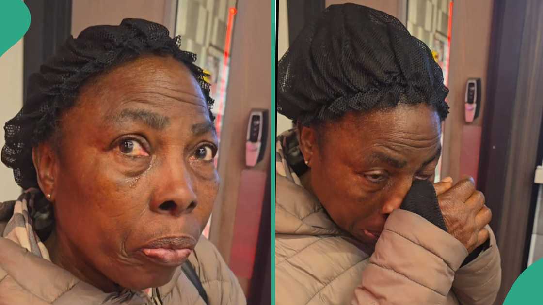 Woman crying abroad. Woman crying abroad.