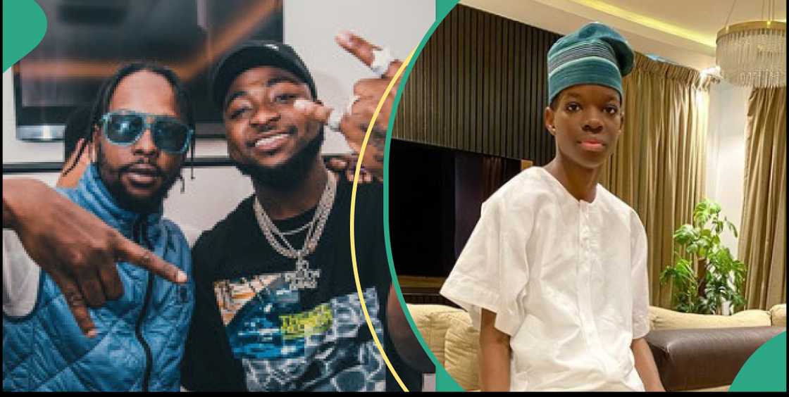 Davido and Popcaan, Wizkid's son hangs out with Popcaan