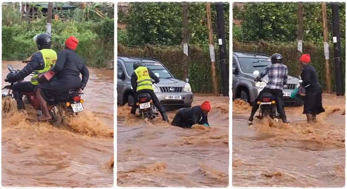 Photos of a woman who fell from a bike.