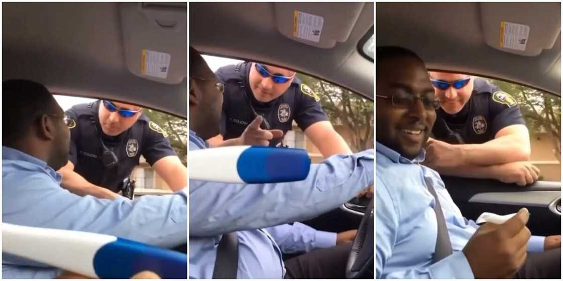 Viral video shows moment woman connived with Oyinbo police officer to set up her husband in epic pregnancy reveal Viral video shows moment woman connived with Oyinbo police officer to set up her husband in epic pregnancy reveal