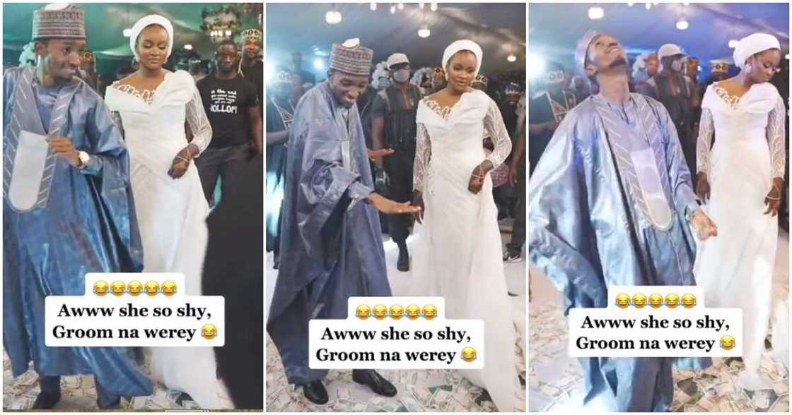 Amarya ta zurawa ango idanu yayin da yake tikar rawa Amarya ta zurawa ango idanu yayin da yake tikar rawa