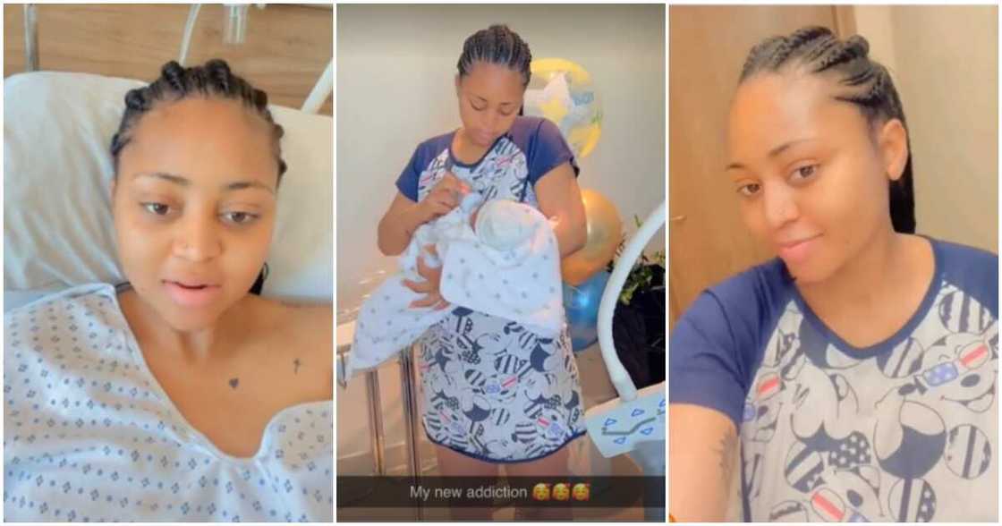 Regina Daniels with second son. Regina Daniels with second son.