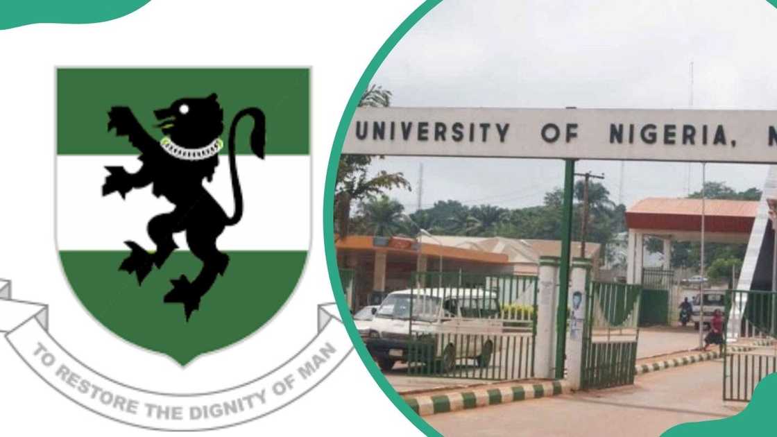 University of Nigeria, Nsukka logo and section of the campus in Nigeria. University of Nigeria, Nsukka logo and section of the campus in Nigeria.