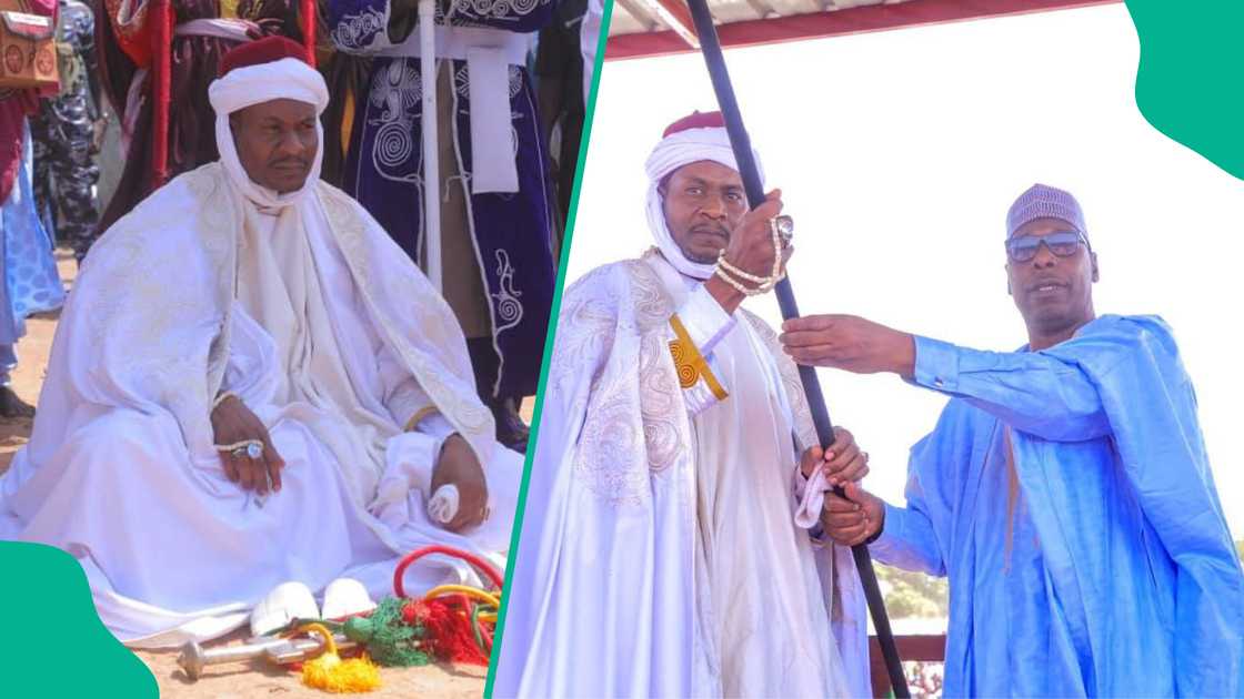 Gwamnan Borno ya yi magana da ya mika sandar girma ga sabon shehun Bama Gwamnan Borno ya yi magana da ya mika sandar girma ga sabon shehun Bama