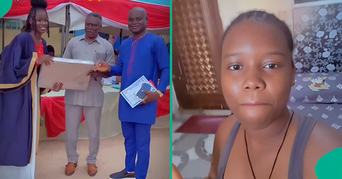 A girl’s family reacts after she emerged as the best graduating student at her school’s graduation. A girl’s family reacts after she emerged as the best graduating student at her school’s graduation.
