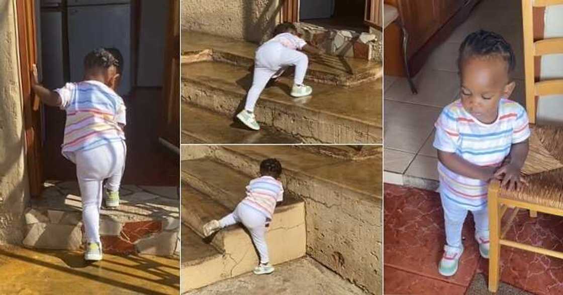 Blind girl walks on her own