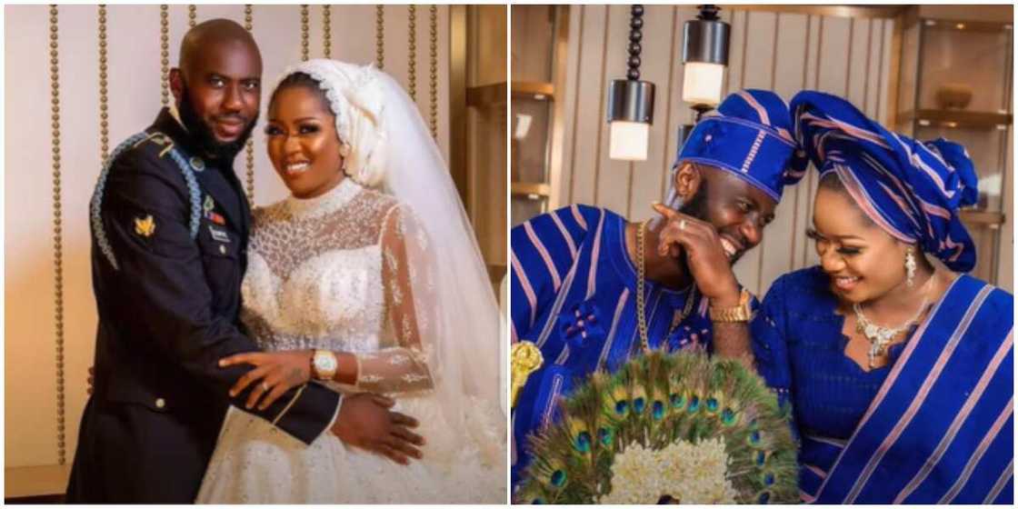 Reactions as actress Olayinka Solomon 'grinds' hubby at wedding reception