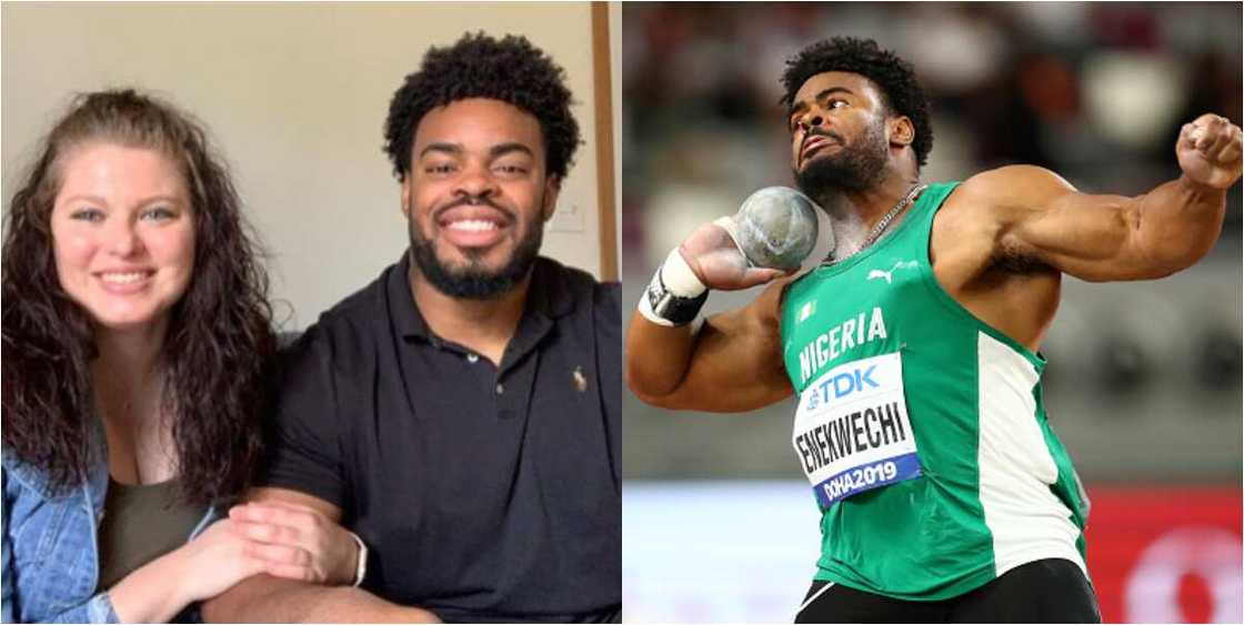 Olympic shot put thrower’s sister reacts after someone dragged her brother for not marrying a Nigerian