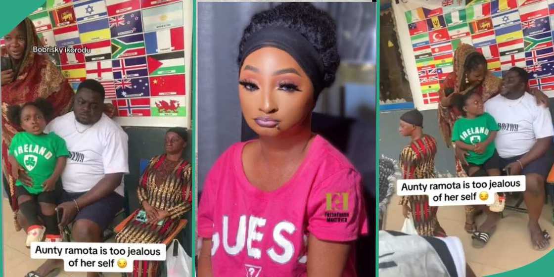 Aunty Ramota storms off as fans take photo with her colleague Aunty Ajara. Aunty Ramota storms off as fans take photo with her colleague Aunty Ajara.