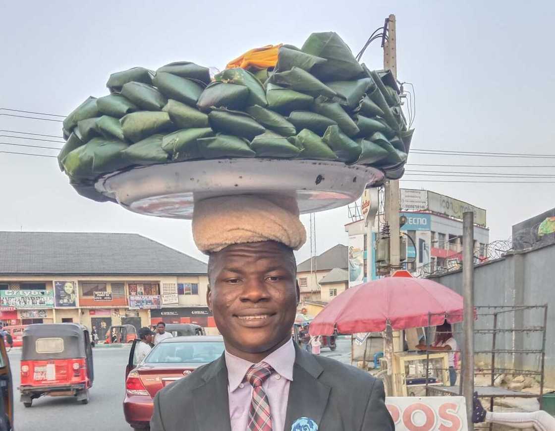 Moses Eteng, hawking on the street of Uyo