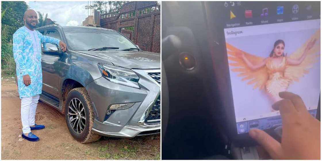 Yul Edochie: Ators shows off feature of his car. Yul Edochie: Ators shows off feature of his car.