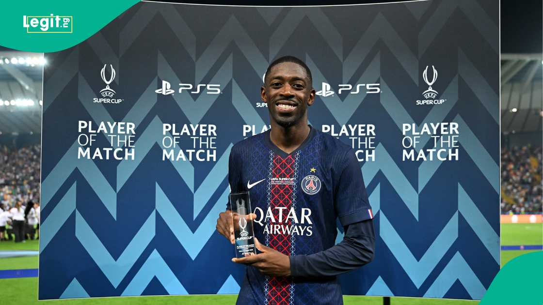Ousmane Dembele, Paris Saint-Germain, Tottenham Hotspur, Stadio Friuli, Udine, Italy, UEFA Super Cup. Ousmane Dembele, Paris Saint-Germain, Tottenham Hotspur, Stadio Friuli, Udine, Italy, UEFA Super Cup.