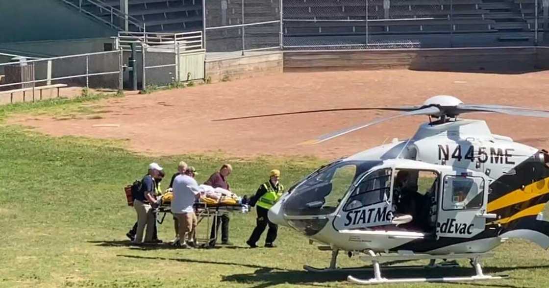 Salman Rushdie is loaded onto a medical evacuation helicopter near the Chautauqua Institution after being stabbed multiple times while speaking on stage in New York state Salman Rushdie is loaded onto a medical evacuation helicopter near the Chautauqua Institution after being stabbed multiple times while speaking on stage in New York state