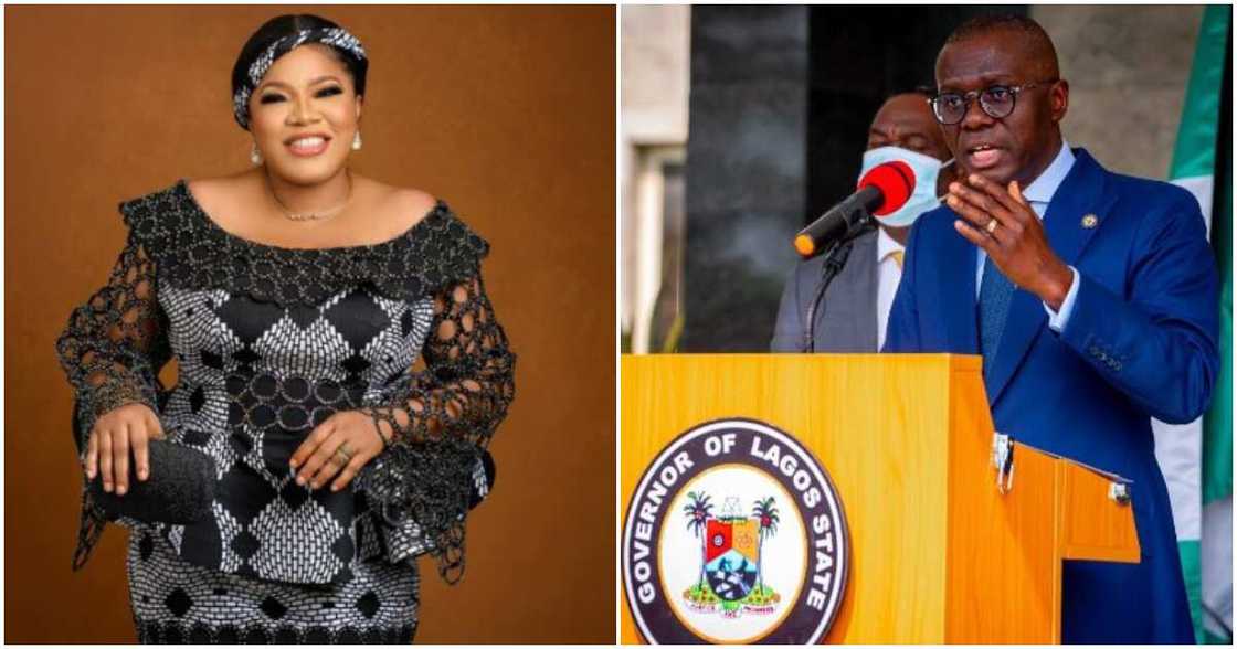 Photos of Toyin Abraham and Gov Babajide Sanwo-Olu