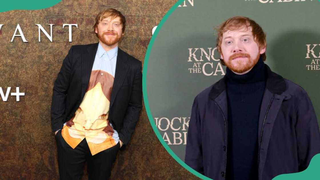 Rupert Grint attend an event in New York City (L) and London, England (R) Rupert Grint attend an event in New York City (L) and London, England (R)
