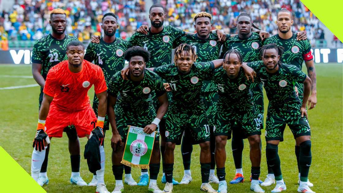 Super Eagles starting 11 poses for a photo before their 3-0 win over Benin Republic. Super Eagles starting 11 poses for a photo before their 3-0 win over Benin Republic.