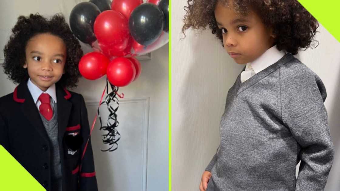 Lio Romero McCarthy dressed in school uniform on his first day in primary 1. Photo: staceymccarthy17.