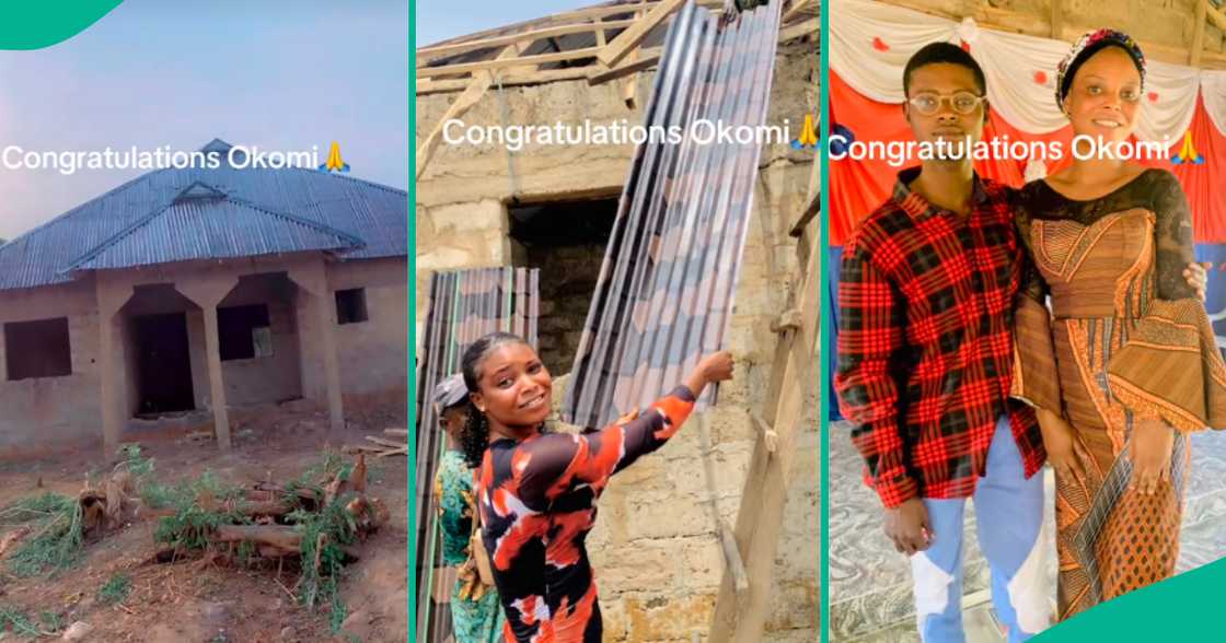 Lady hails her husband for roofing his house Lady hails her husband for roofing his house