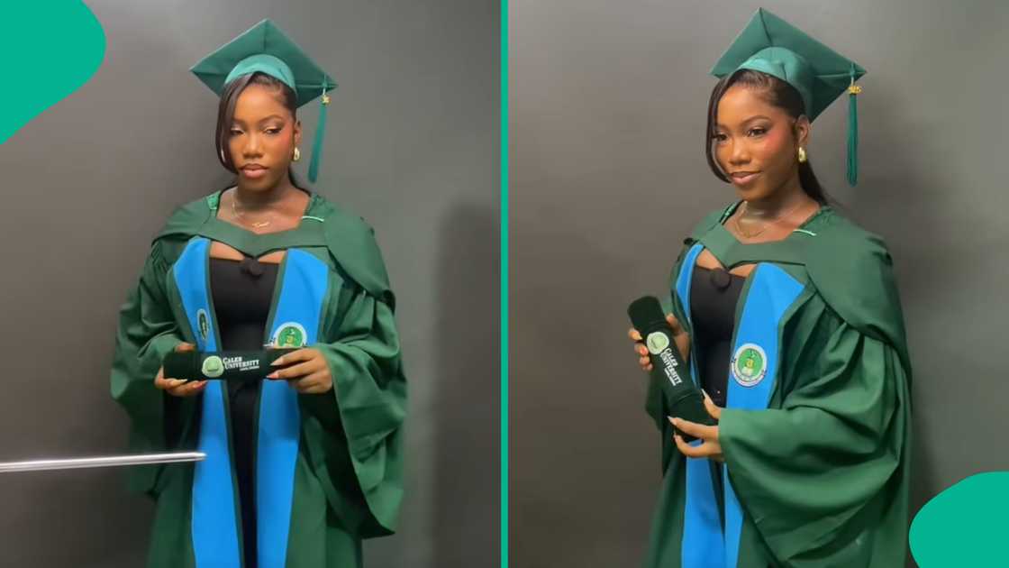 Graduate posts her academic journey online. Graduate posts her academic journey online.
