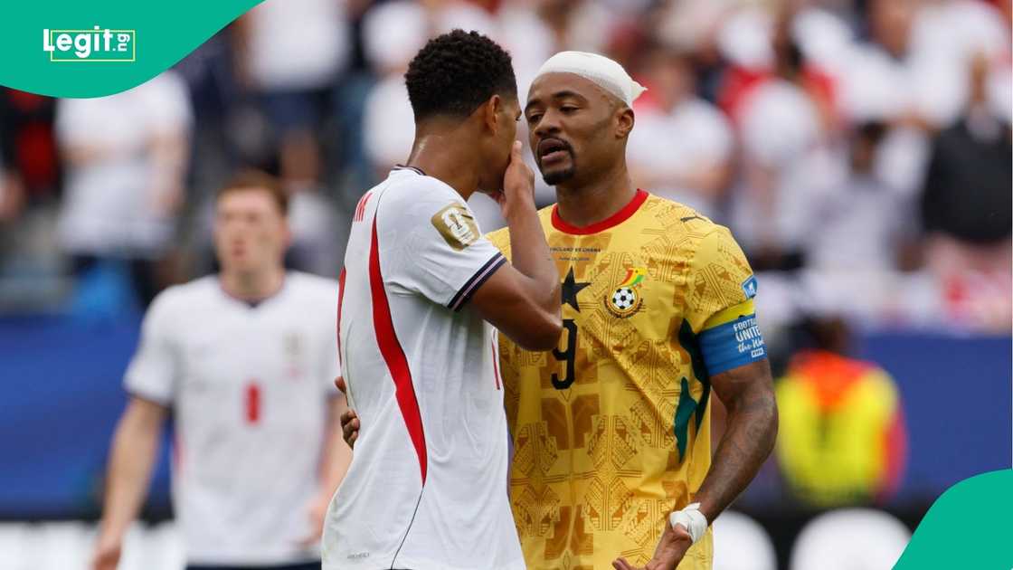 Jude Bellingham, Jordan Ayew, FIFA, World Cup, England, Ghana, Boston Stadium, Foxborough, Massachusetts.
