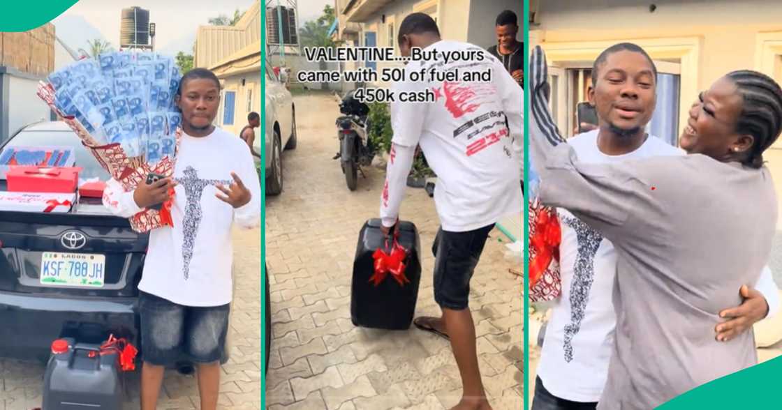 Man excited after getting 50 litres of fuel for Valentine's Day