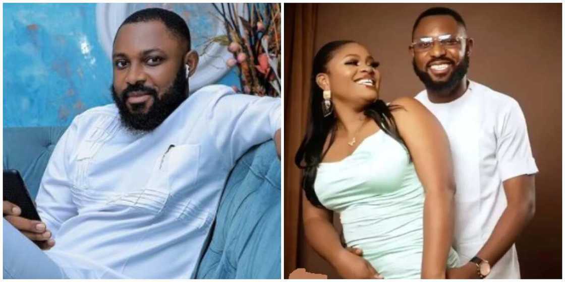 Photo of Tega and husband. Photo of Tega and husband.