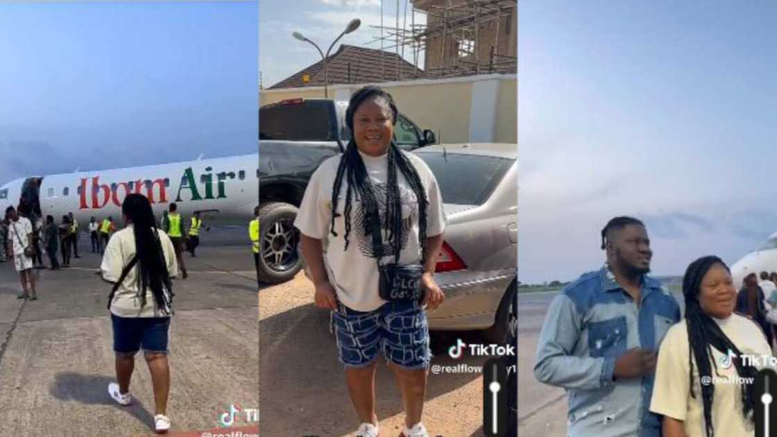 Mother travels on air for the first time Mother travels on air for the first time
