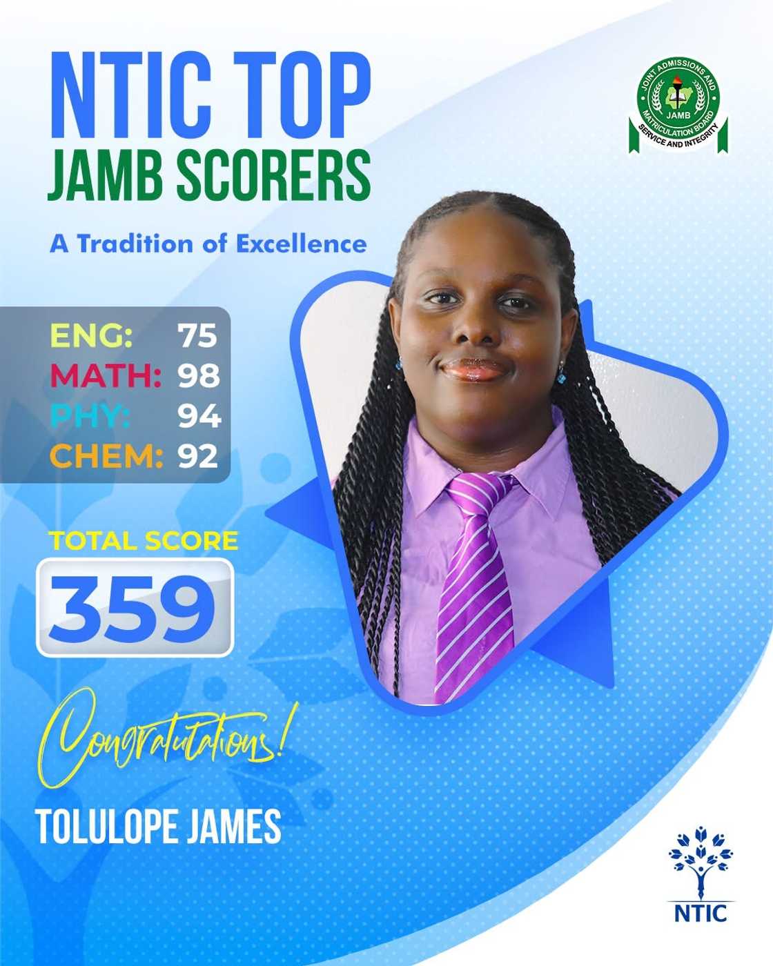 NTIC Releases Names and Score of Top JAMB Scorers in 2025, Leading Student Scores 371 NTIC Releases Names and Score of Top JAMB Scorers in 2025, Leading Student Scores 371