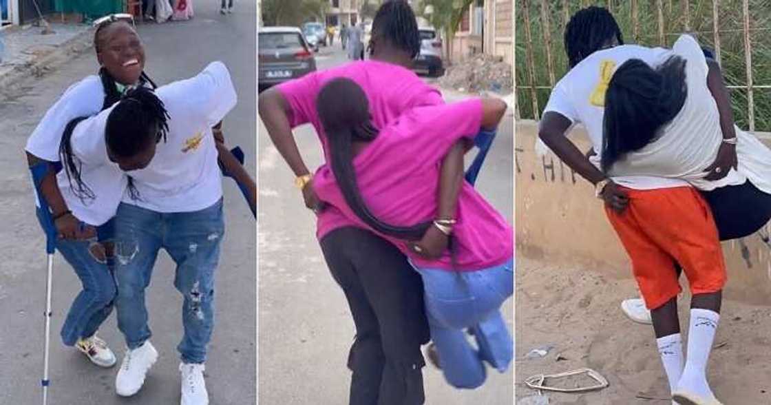 Man displays love for physically challenged lady Man displays love for physically challenged lady