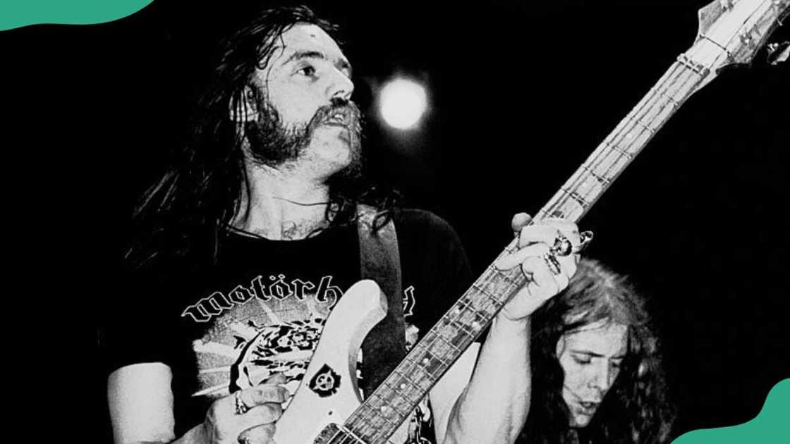 Lemmy and 'Fast' Eddie Clarke of Motorhead performing Lemmy and 'Fast' Eddie Clarke of Motorhead performing