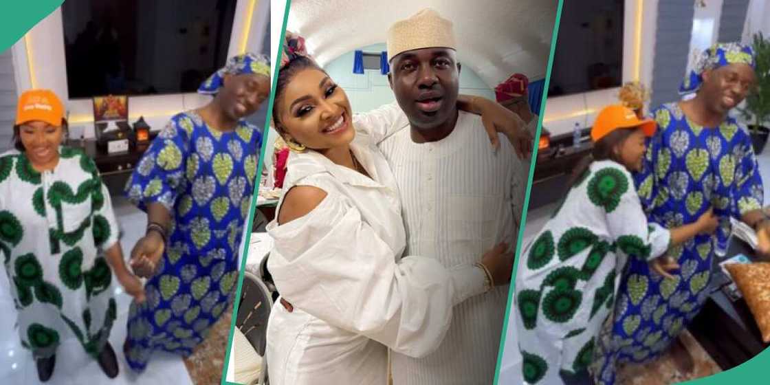 Mercy Aigbe and her hubby Adekaz jump on Nasboi's umbrella challenge Mercy Aigbe and her hubby Adekaz jump on Nasboi's umbrella challenge
