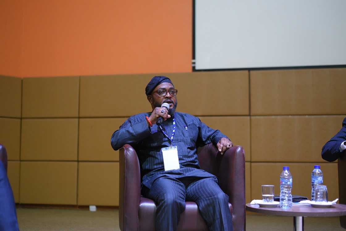 Kunle Olamuyiwa speaks during a conference