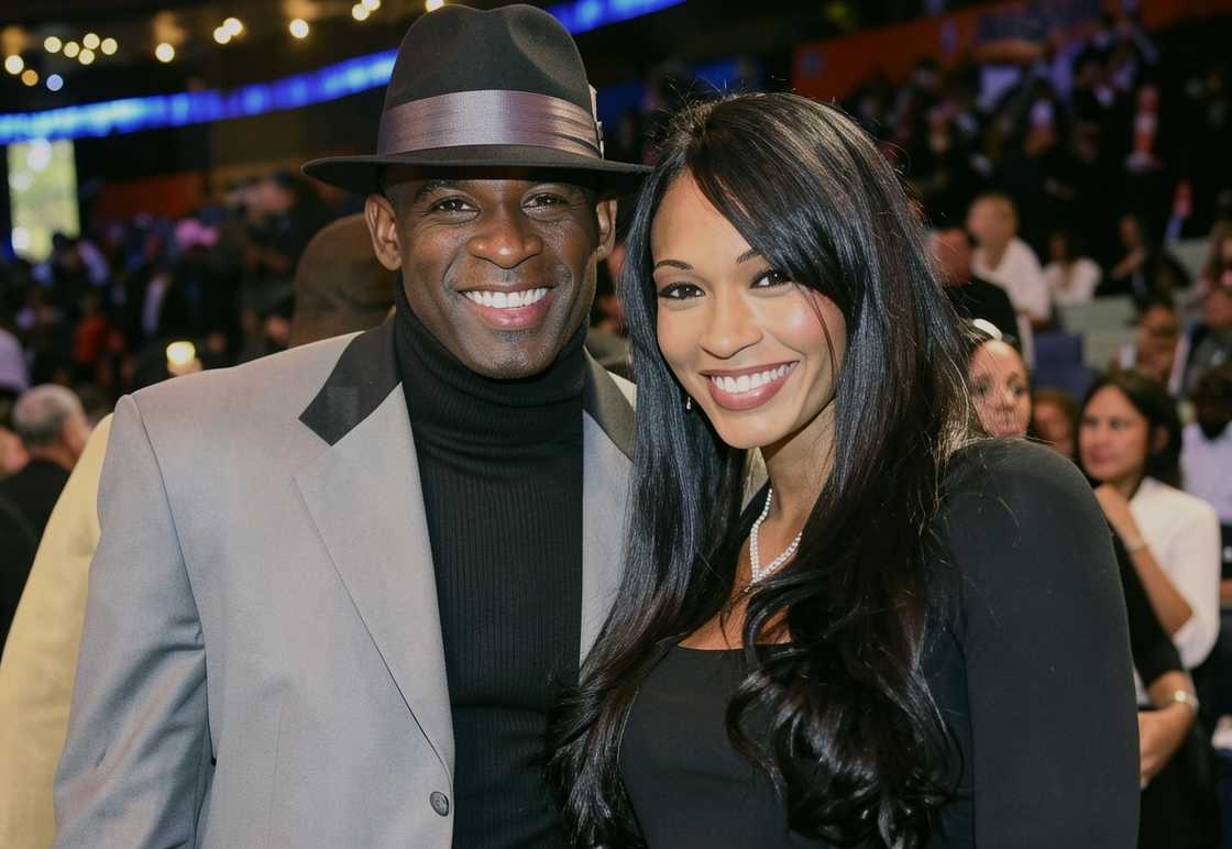Deion Sanders and Pilar Sanders pictured at the 2008 NBA All-Star Game